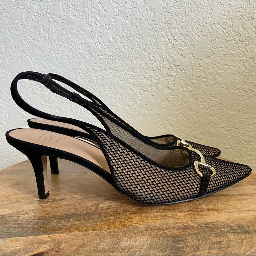 INC Carynn Pointed-toe Slingback Mesh Horsebit Kitten Heels - Picture 3 of 9